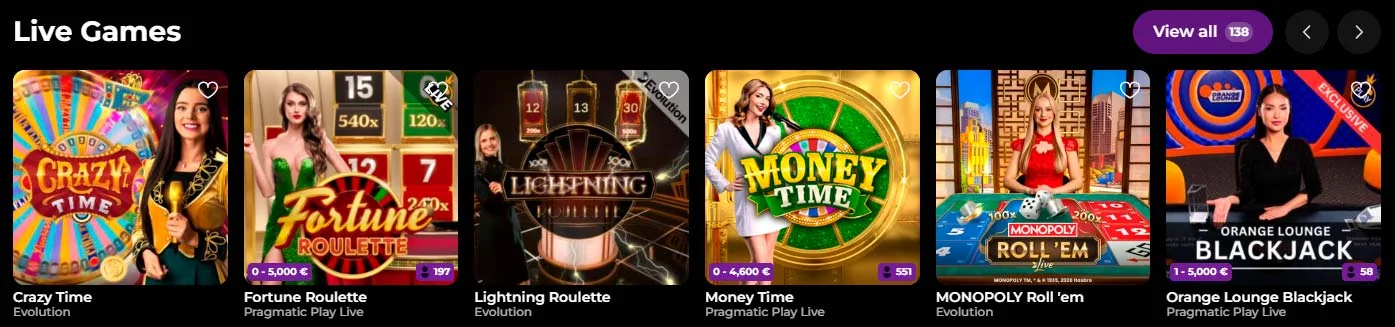 Live-Casino SpinMama Casino